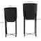 CosmoLiving by Cosmopolitan Black Metal Planter with Removable Stand Set, 22" & 20"